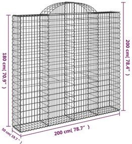 vidaXL 10 db íves horganyzott vas gabion kosár 200x50x180/200 cm
