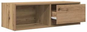 2 db kézműves tölgy színű szerelt fa TV-szekrény 80x31x25,5 cm