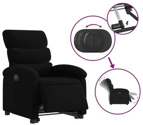 elektromos felállást segítő fekete szövet dönthető fotel