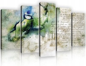 Vászonkép 100x60 moduláris madár vintage retro akvarell absztrakt természet