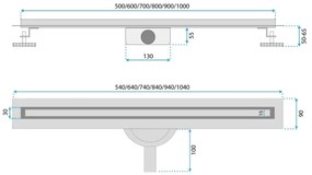 REA-G2714 - NEOX SLIM 70 cm zuhanyfolyóka, rozsdamentes acél/szálcsiszolt arany