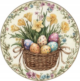 Húsvéti kerámia poháralátétek Húsvéti tojások virágkosárban