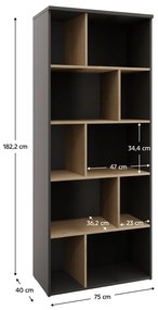 ADAPO 02 könyvespolc, antracit