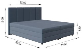 Kárpitozott ISABEL ágy rugós matraccal és tárolóhellyel 180x200 szürke