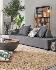 Szürke-natúr színű fém kerek dohányzóasztal ø 90 cm Lancaster – Bizzotto