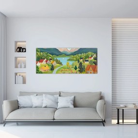 Kép - Falu a hegyekben (120x50 cm)