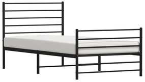 fekete fém ágykeret fej- és lábtámlával 107 x 203 cm