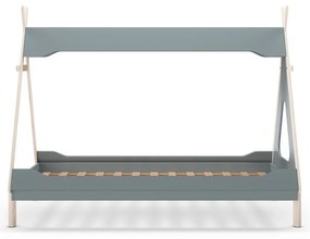 Petróleumkék házikó alakú borovi fenyő gyerekágy 90x190 cm Nora – Marckeric