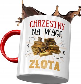 Piros Bögre Keresztelőre Születésnapra Ajándék Nyomtatott Fotóval