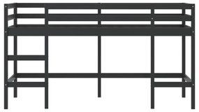 fekete tömör fenyőfa gyerek galériaágy létrával 90 x 200 cm