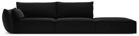 Fekete bársony kanapé, bal oldali 264 cm Vanda – Mazzini Sofas
