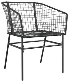5 részes fekete polyrattan üveg kerti étkezőgarnitúra