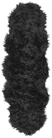 Fekete Mű Báránybőr Szőnyeg 60 x 180 cm MAMUNGARI Beliani