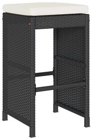 4 db fekete polyrattan kerti bárszék párnával