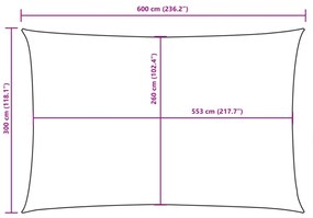 antracitszürke téglalap alakú oxford-szövet napvitorla 3 x 6 m