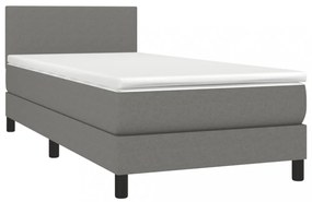 sötétszürke szövet rugós és LED-es ágy matraccal 80 x 200 cm