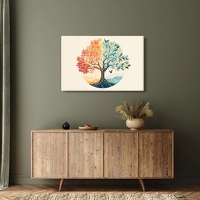 Kép – Duális fa pillangóval (90x60 cm)