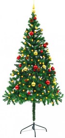 zöld megvilágított műkarácsonyfa gömbökkel 180 cm