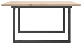 Tömör fenyőfa és acél dohányzóasztal O-vázzal 90x90x45 cm