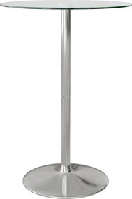 HOMCOM Modern Magas Bárasztal, Kerek Konyhai Asztal 2 Főre Acél Alappal és Üveg Felsőrésszel, Ø70x102cm, Átlátszó | Aosom