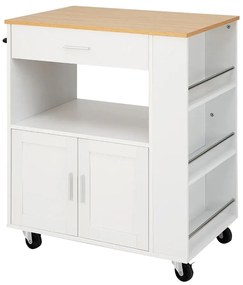 Gurulós tálalókocsi oldalán 3 fűszertartóval