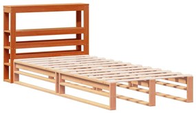 viaszbarna tömör fenyőfa fejtámla polcokkal 90 cm