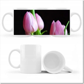 Nyomott mintás bögre Lila tulipánok