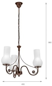 Brilagi - LED Csillár láncon COTTAGE 3xE14/40W/230V barna/fehér