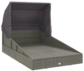 szürke polyrattan napágy összecsukható tetővel 200x114x128 cm