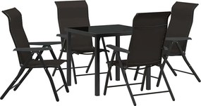 vidaXL Kert étkező szett 5 pcs Fekete Kávé Porszórt acél