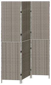 Szobaelválasztó 3 paneles Összecsukható Szürke 147x180 cm Poly Rattan