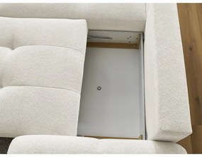 Fehér zsenília kinyitható-tárolóhelyes sarokkanapé (bal oldali-heverő résszel) Roxelane – Bobochic Paris