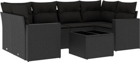 vidaXL 7 részes fekete polyrattan kerti ülőgarnitúra párnával