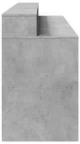 betonszürke szerelt fa íróasztal LED-világítással 200x55x91 cm