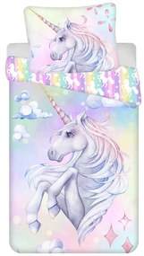 Egyszemélyes pamut gyerek ágyneműhuzat 140x200 cm Unicorn "Pastel Rainbow" – Jerry Fabrics