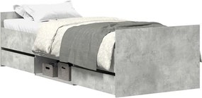 vidaXL betonszürke ágykeret fej- és lábtámlával 90 x 190 cm