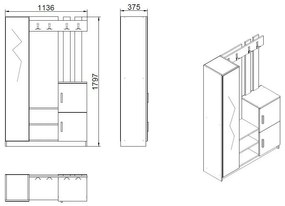 Előszoba szett Dano Atlanitc Pine and Anthracite