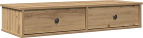 vidaXL kézműves tölgy szerelt fa falipolc fiókokkal 100 x 37,5 x 19 cm