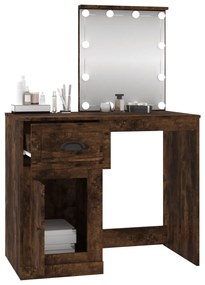 füstös tölgy színű szerelt fa LED-es pipereasztal 90x50x132,5cm