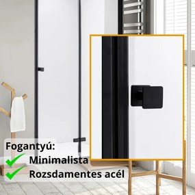Stuxi Verona Black 70/80/90/100/110/120 cm széles csukló zuhanyajtó, 6 mm vízlepergető üveggel, fekete profillal
