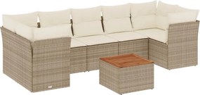 vidaXL 8 részes bézs polyrattan kerti ülőgarnitúra párnával