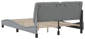 világosszürke szövet ágykeret LED-ekkel matrac nélkül 140x190cm