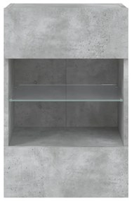2 db betonszürke fali szekrények LED világítással TV-hez 40x30x60,5 cm