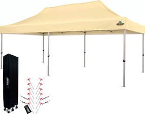 Összecsukható pavilon sátor 6x3 m ALU falak nélkül - alumínium váz, vízálló - falak nélkül - Bézs