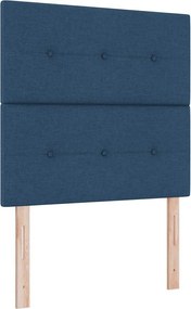 vidaXL Magasságállítható ágyfej fejtámlával Kék 90 cm szövet