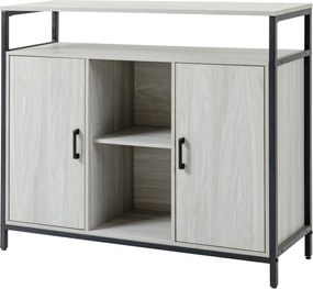 HOMCOM Modern Fa Tálalószekrény 2 Szekrénnyel és Polcokkal, Világosszürke Konyhai és Előtéri Szekrény, 100x34x87.2cm | Aosom
