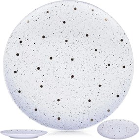 Ebéd Tányér pöttyös fehér fekete arany nagy lapos csempe 26,5cm