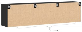 fekete falra szerelhető TV-szekrény LED-del 180 x 31 x 45 cm