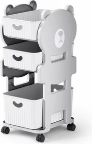 Gyermek polc kerekeken BEARRY 68x35x29 cm, szürke