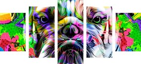 5 részes kép pop-art bulldog